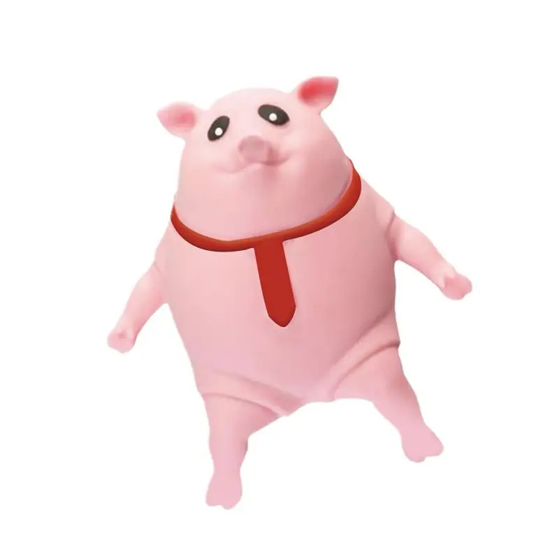 Cute Farm Animal Squeeze Toy Rubber Cute Squeeze Toys Animal Model For Kids Red Tie Design Round Body Animal Pinching Doll