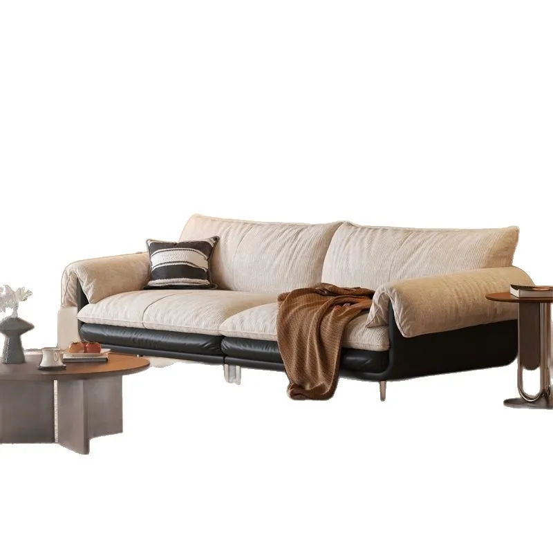 French retro, yarn color matching striped fabric sofa small apartment living room one-character reclining sofa bed