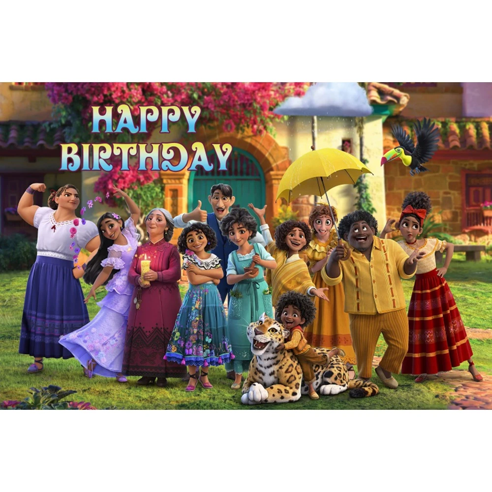 Custom Birthday Backdrop Disney Charming Encanto Mirabel Party Background Happy Birthday Baby Shower Decors Photography Studio