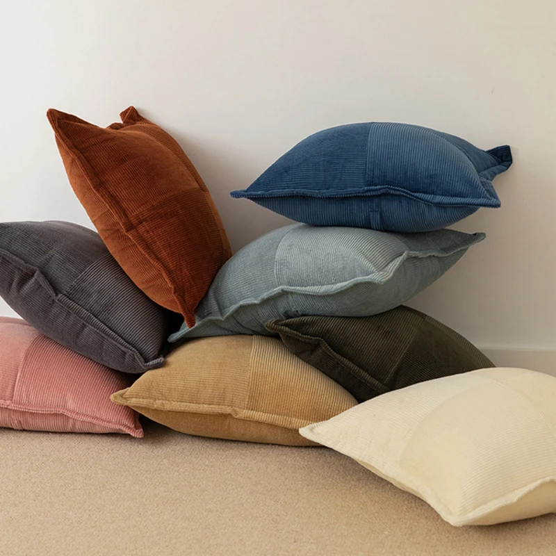 Plush Corduroy Cushion Cover Solid Color Throw Pillow Covers Decorative 60x60 50x50cm Nordic Modern Living Room Sofa Home Decor