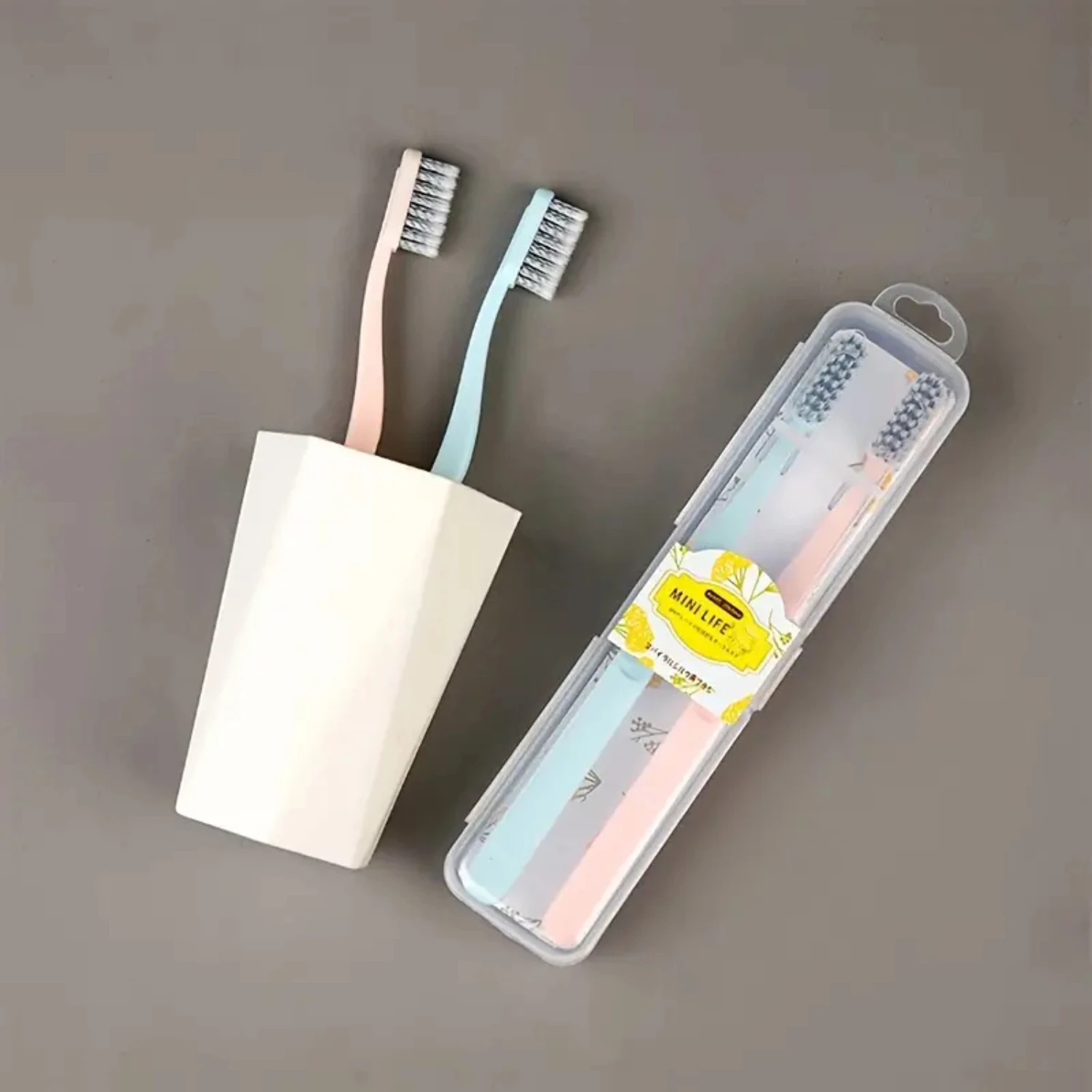 

Environmentally Conscious Portable Travel Toothbrush Set - 2pcs/lot of Multi-Color Adult Toothbrushes with Soft Bristles and Sma