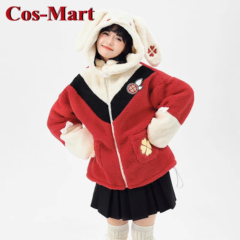 Cos-mart jogo genshin impacto klee cosplay traje adorável manter quente casaco de lã de cordeiro de pelúcia hoodie atividade festa role play roupas