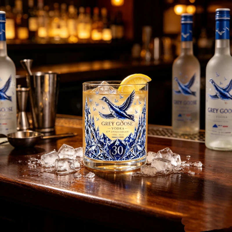 Vaso de Whisky Inspirado en Grey Goose, Vaso de Cristal para Cócteles de Vodka, Decoración para el Hogar, Vaso Coleccionable