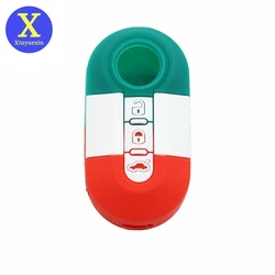 Xinyuexin 3 Buttons Silicone Remote Car Key Shell Case Cover for Fiat 500 Panda Punto Bravo Stilo Ducato Key Chain Accessories