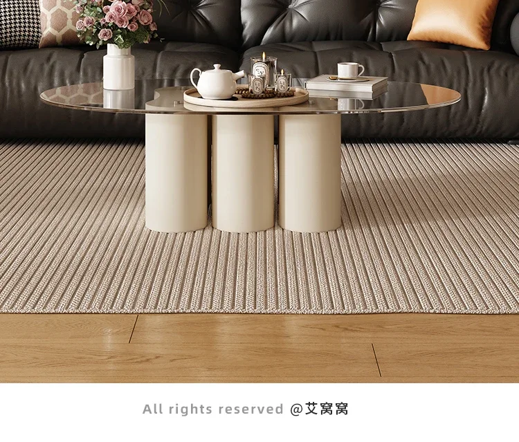 

Living Room Home round Simple Glass Retro Style Log Creative Design Coffee Table