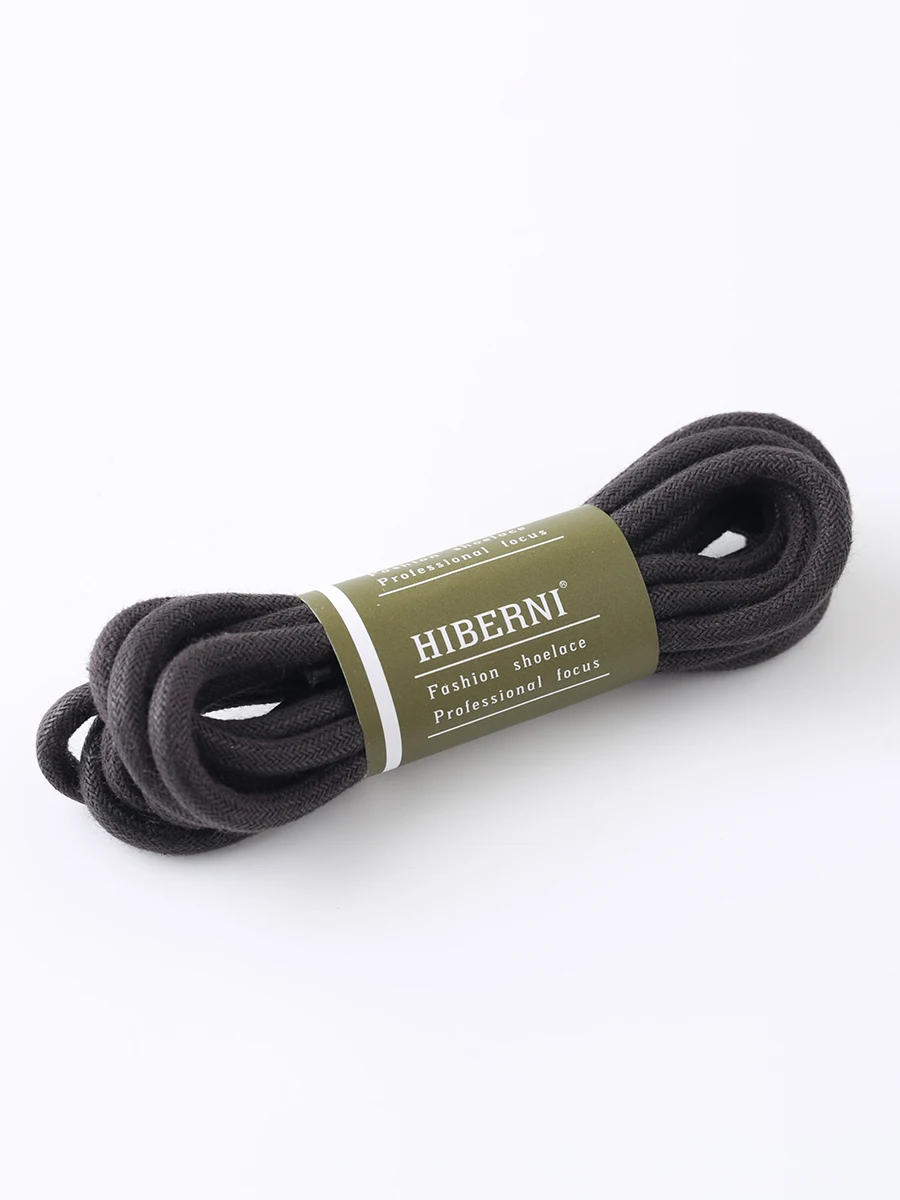 HIBERNI round cotton shoelaces with dark brown thickened shoe lace rope 6mm diameter 100/120/140cm Shoelaces for shoes