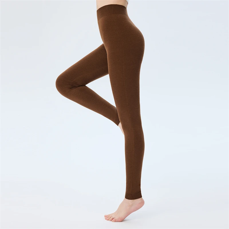 CHICUU آلة قابل للغسل طماق 100% الصوف متماسكة للنساء الخريف الشتاء عالية الخصر سلس مطاطا طماق الدفء تريكو