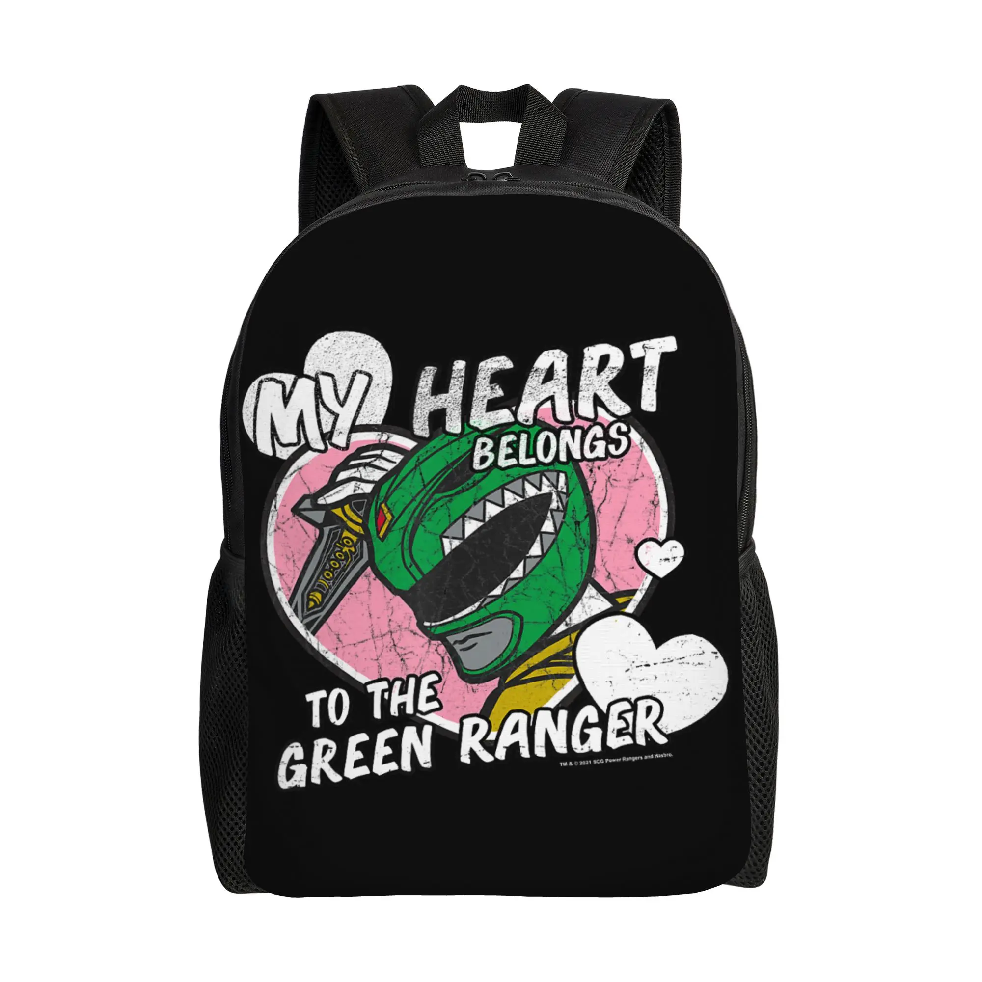 Mochilas Bandai Power Rangers My Heart Belongs to The Green Ranger, mochila vintage, mochila de trabajo resistente, mochila de hombro