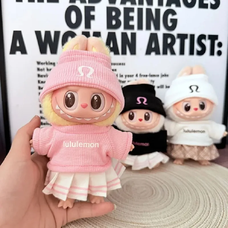 New baby clothes 15~17CM 1.2.3 generation LABUBU blind box key chain clothes pendant fitness skirt suit blythe clothes doll hair