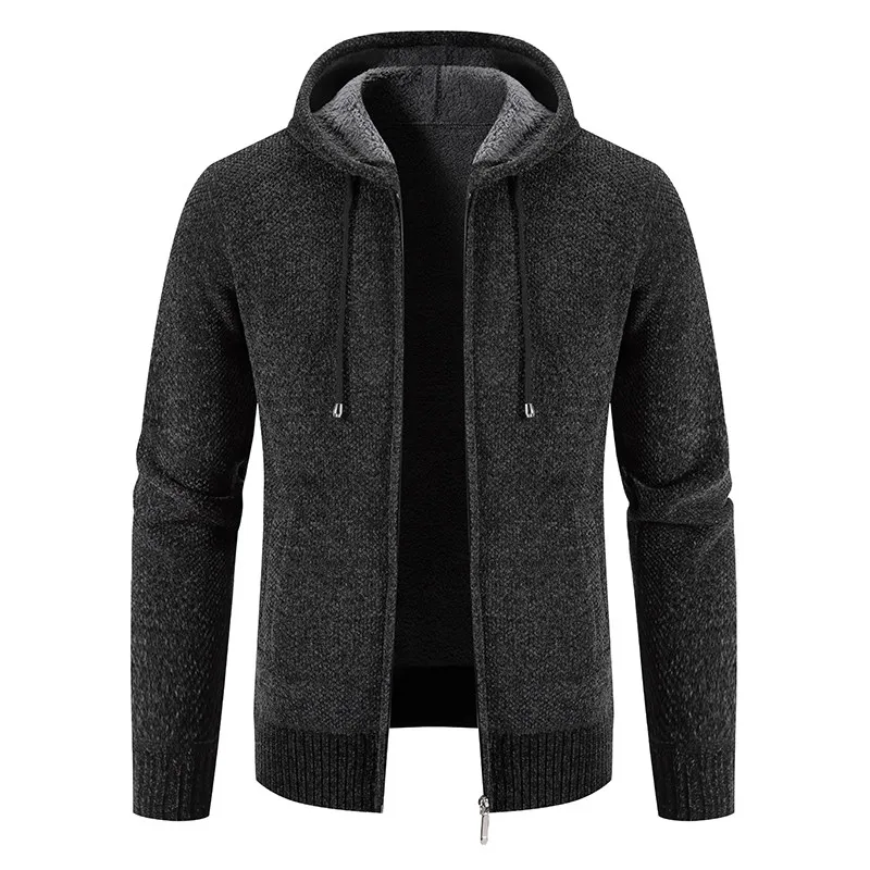 

Men's Thiened Fce Lined Long Sve Open Cardigan Sweater Warm Outerwear Jaet Autumn Winter Casual Polyester Fiber