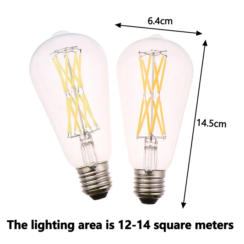 ST64 Vintage Replace LED Filament Bulb E27 12W 16W LED Light Bulb Transparent Glass Antique Shape Decoration Lighting Lamps