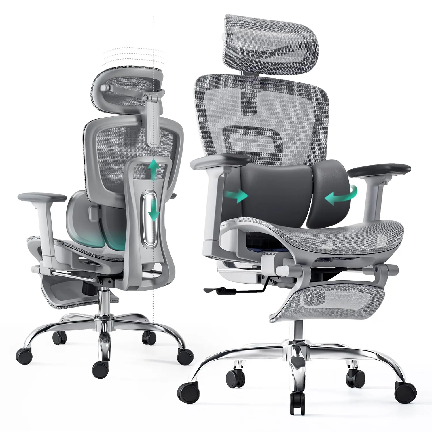 Cadeira Ergonômica Moderna Personalizada para Escritório com Tela de Malha, Confortável para Descanso, Reclinável, Giratória, com Apoio de Cabeça Ajus