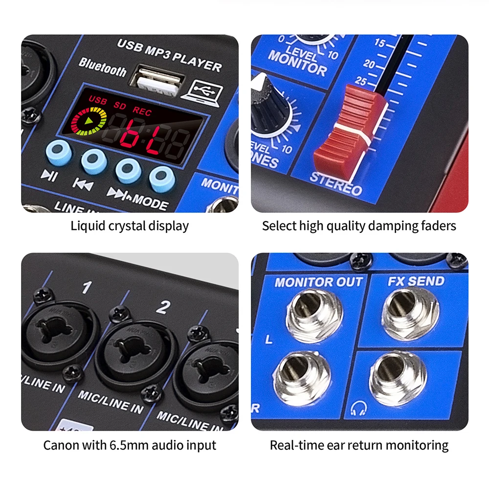 SI Series 4, 6, 8 Channel Portable Audio Mixer with Bluetooth 5.0, USB 99 DSP Digital Effects for Stage, Karaoke, Concerts