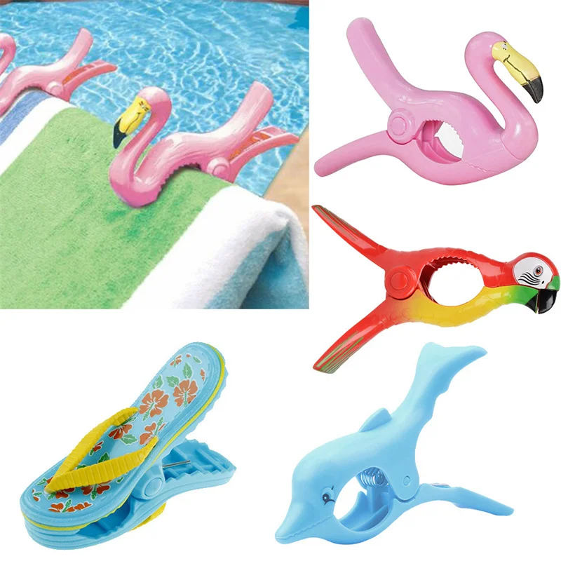 Plastic Beach Towels Clips For Sunbeds Sun Lounger Animal Decorative Clothes Pegs Pins Large Drying Racks Retaining Clip