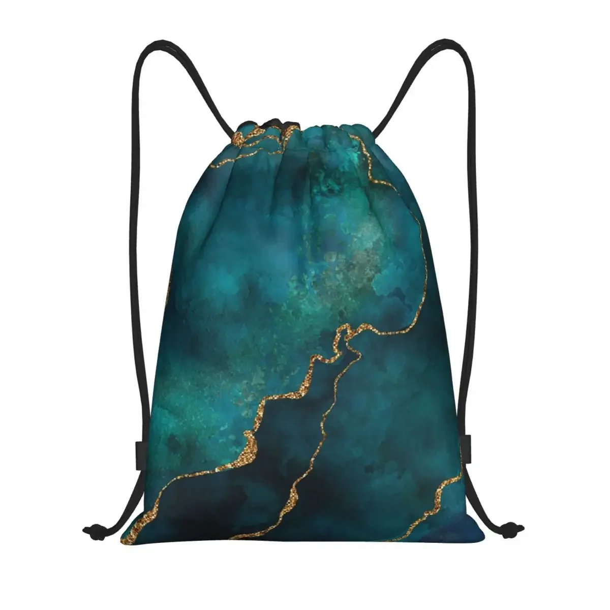 

Blue And Turquoise Agate Gemstone Drawstring Bag Women Men Foldable Sports Gym Sackpack Training Storage Backpacks