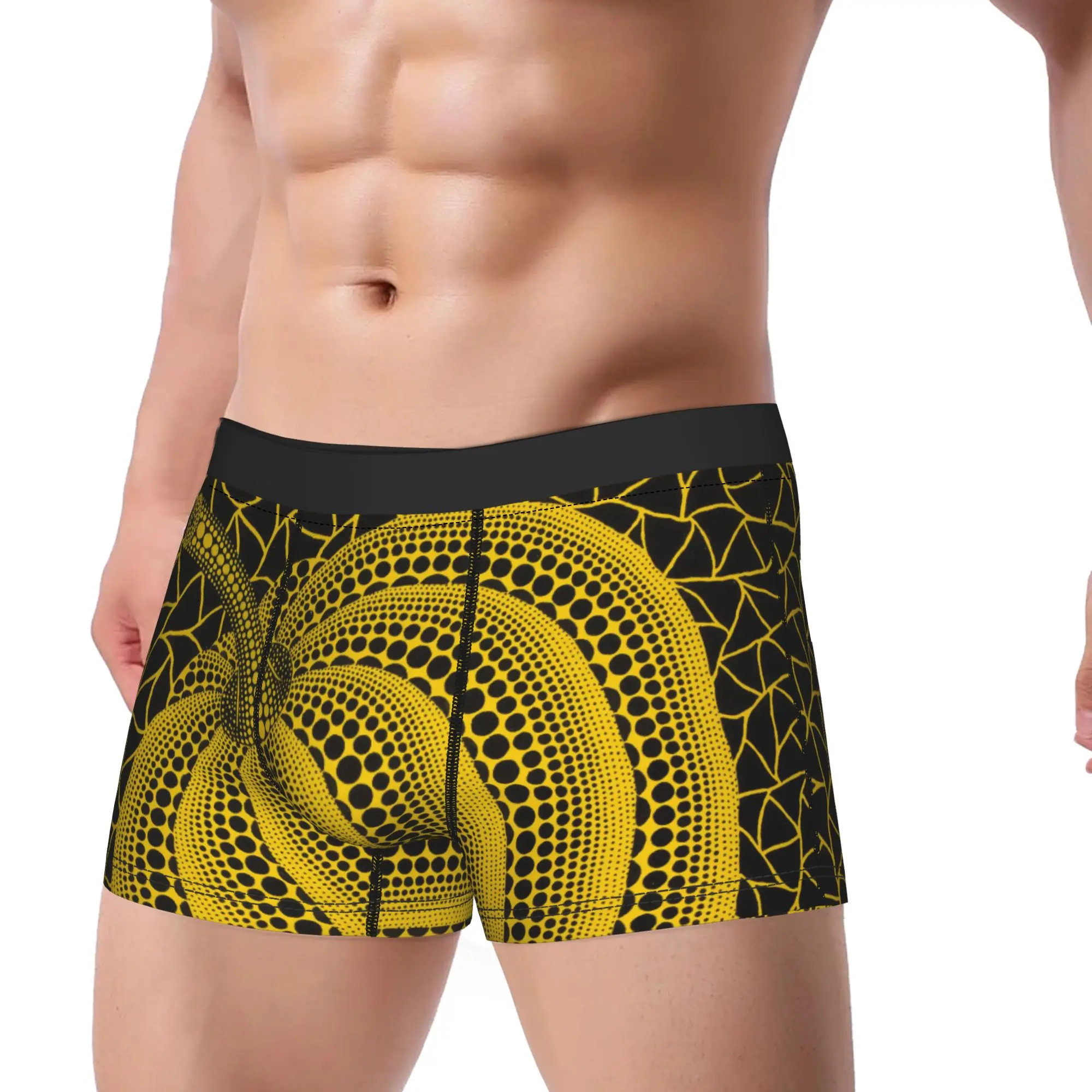 Men Y-Yayoi Kusama Pumpkin Long Underwear  Funny Boxer Briefs Shorts Panties Male Breathable Underpants Plus Size