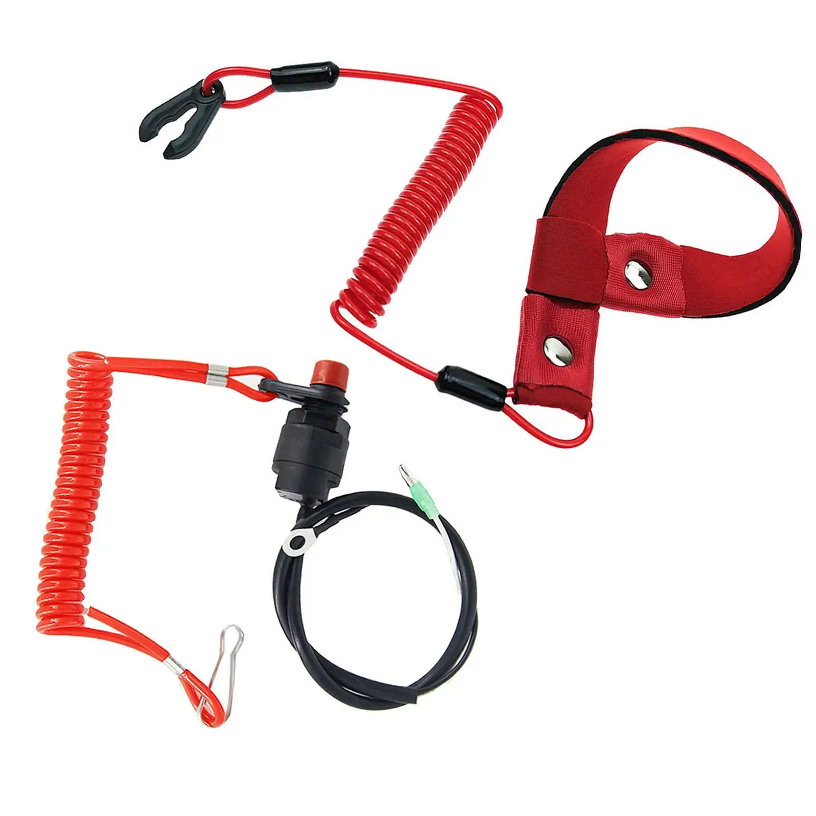 Boat Stop Switch Safety Lanyard Red Plastic Tether Cord Emergency Kill Switch for Outboard Engine Speedboat Use