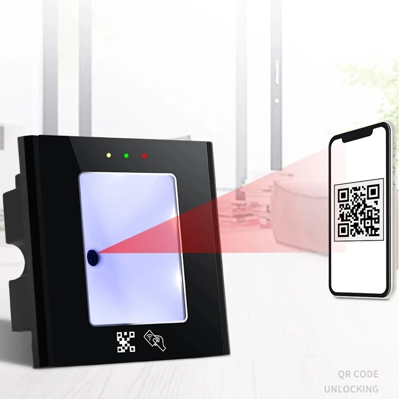 Lecteur de carte Rfid à Code QR, USB TCP/IP, RS485, 125khz, capteur Wiegand, proximité en verre trempé, détection automatique pour le contrôle