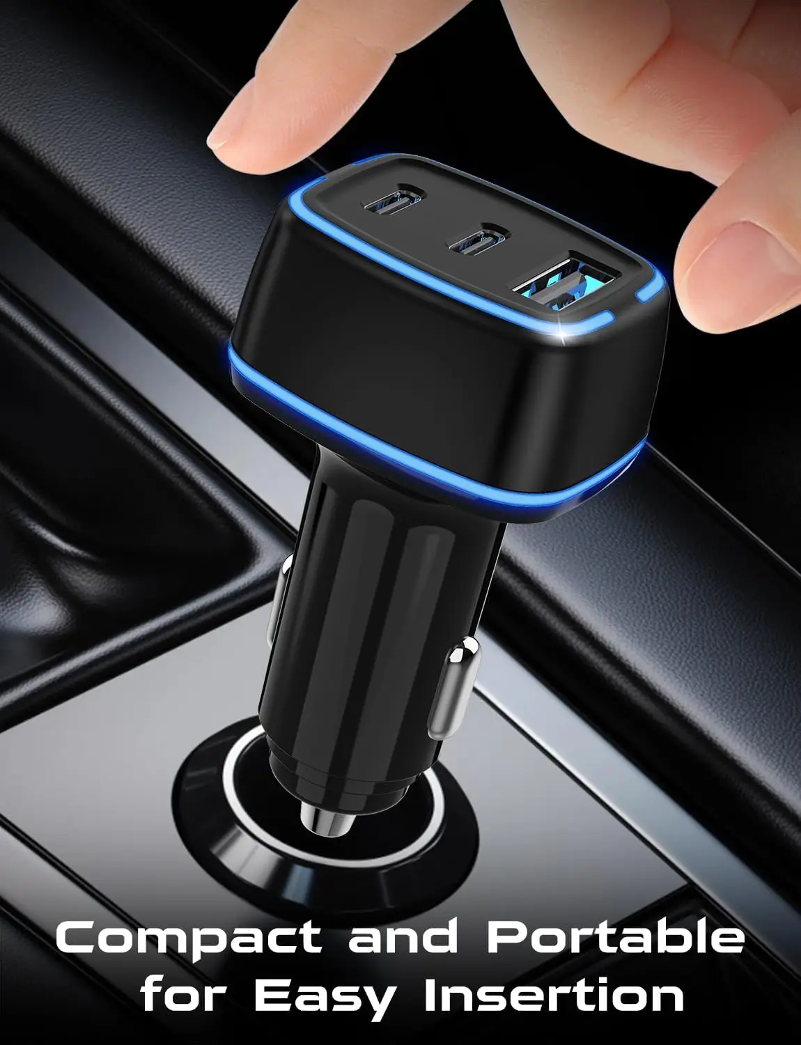 USB C Car Charger, 3 Port PD Super Mini Cigarette Lighter Adapter, 2Pack USB-C  A Fast Car Charging for iPhone 16/15 Pro Max, Galaxy S25/S24, iPad, Pixel, Android Phones,Travel Essentials for Men view 6