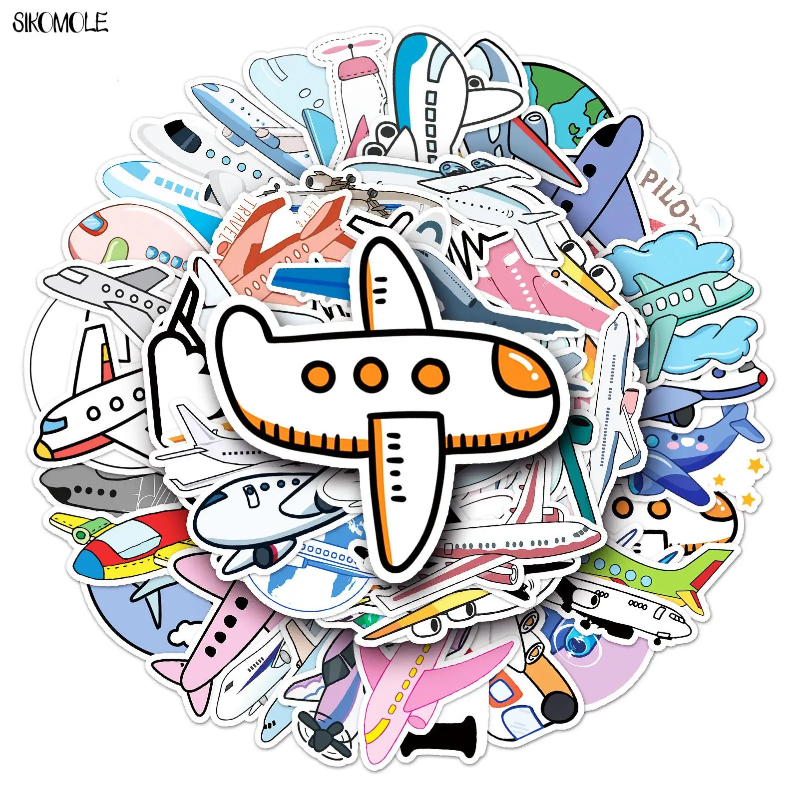 10/30/50PCS Cartoon Children Airplane Stickers Aesthetic DIY Skateboard Laptop Motorcycle Car Graffiti Sticker Decals Kid Toy F5