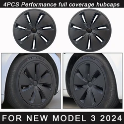 4PCS HubCap Car 18 Inch for Tesla Model 3 Highland 2024 Version Replacement Automobile Full Rim Cover Accessories Wheel Cover