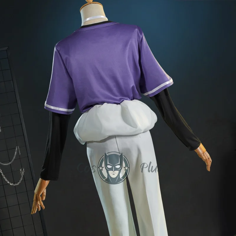 Aesop Carl Cosplay Costume Game Identity Ⅴ BLK Team Purple T-shirt Pants Casual Outfit Anime Carnival Halloween Party Uniforms