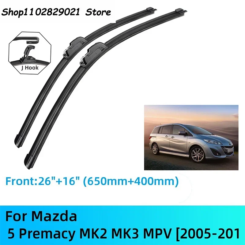 

For Mazda 5 Premacy MK2 MK3 MPV Front Rear Wiper Blades Brushes Cutter Accessories J U Hook 2005-2018 2014 2015 2016 2017 2018