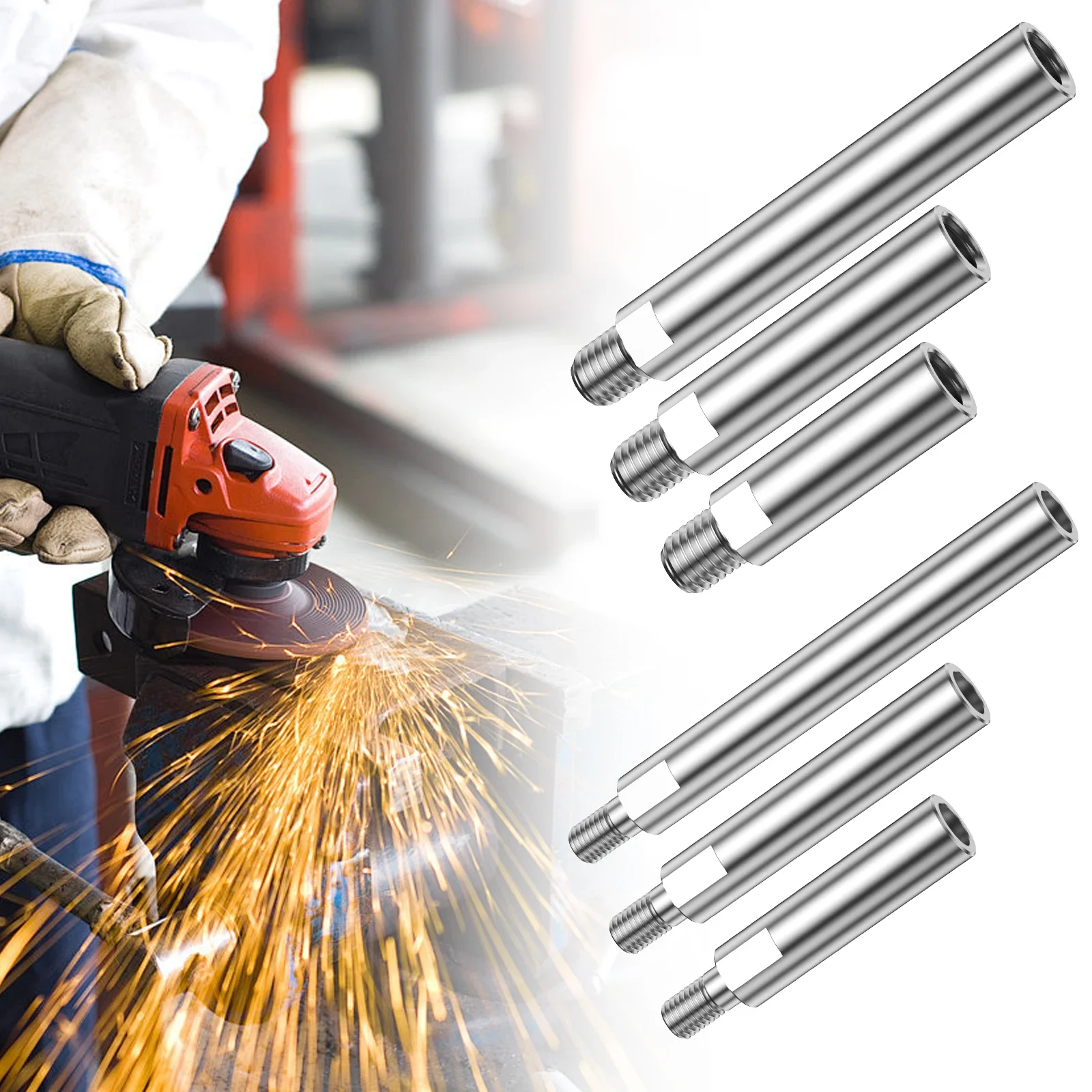 3Pcs Grinder Extension Rod M10/5/8-11in Thread Angle Grinder Adapter Versatile Thickened Rotary Extension Shaft for Polisher