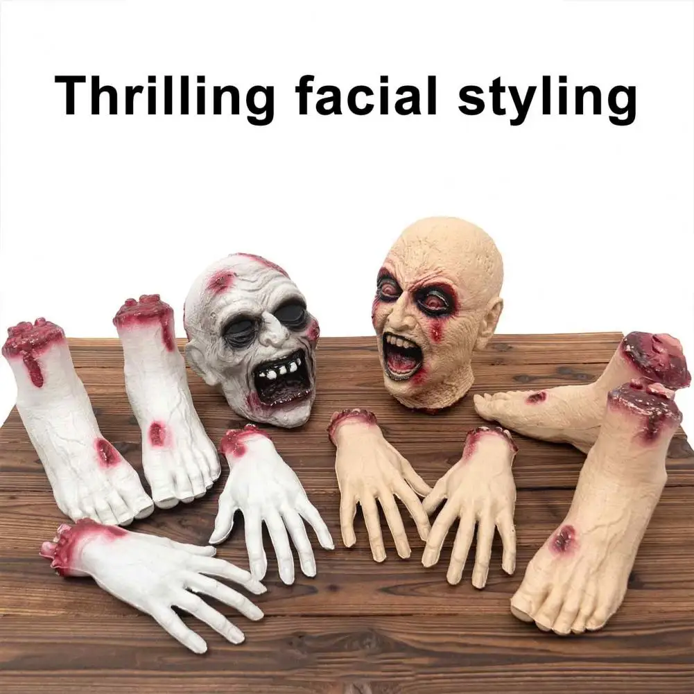 Haunted House Supplies Realistic Severed Limbs 5 Pcs Halloween Body Parts Set Realistic Severed Zombie Hands Feet for Haunted