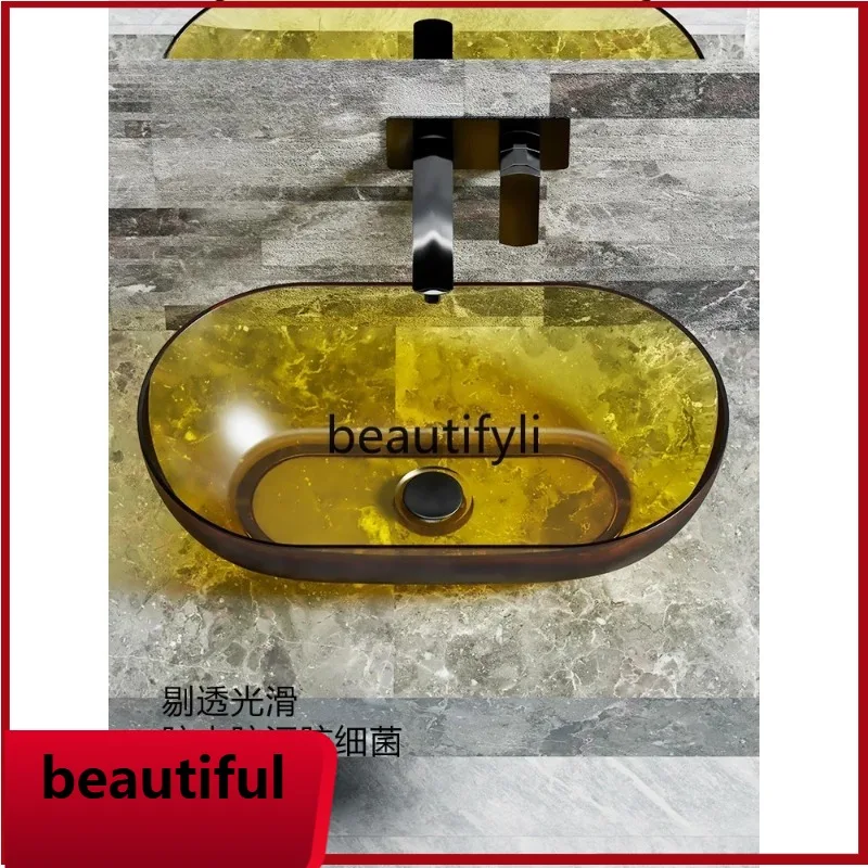 

f156 Color transparent resin countertop basin Small size bathroom wash basin Household wash face basin
