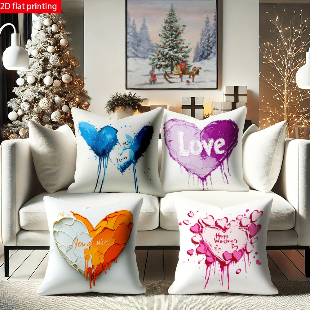 

Наволочки в романтическом стиле (4 шт.), красочные наволочки с принтом в виде капель сердца, милый декор для дома, для спальни и гостиной