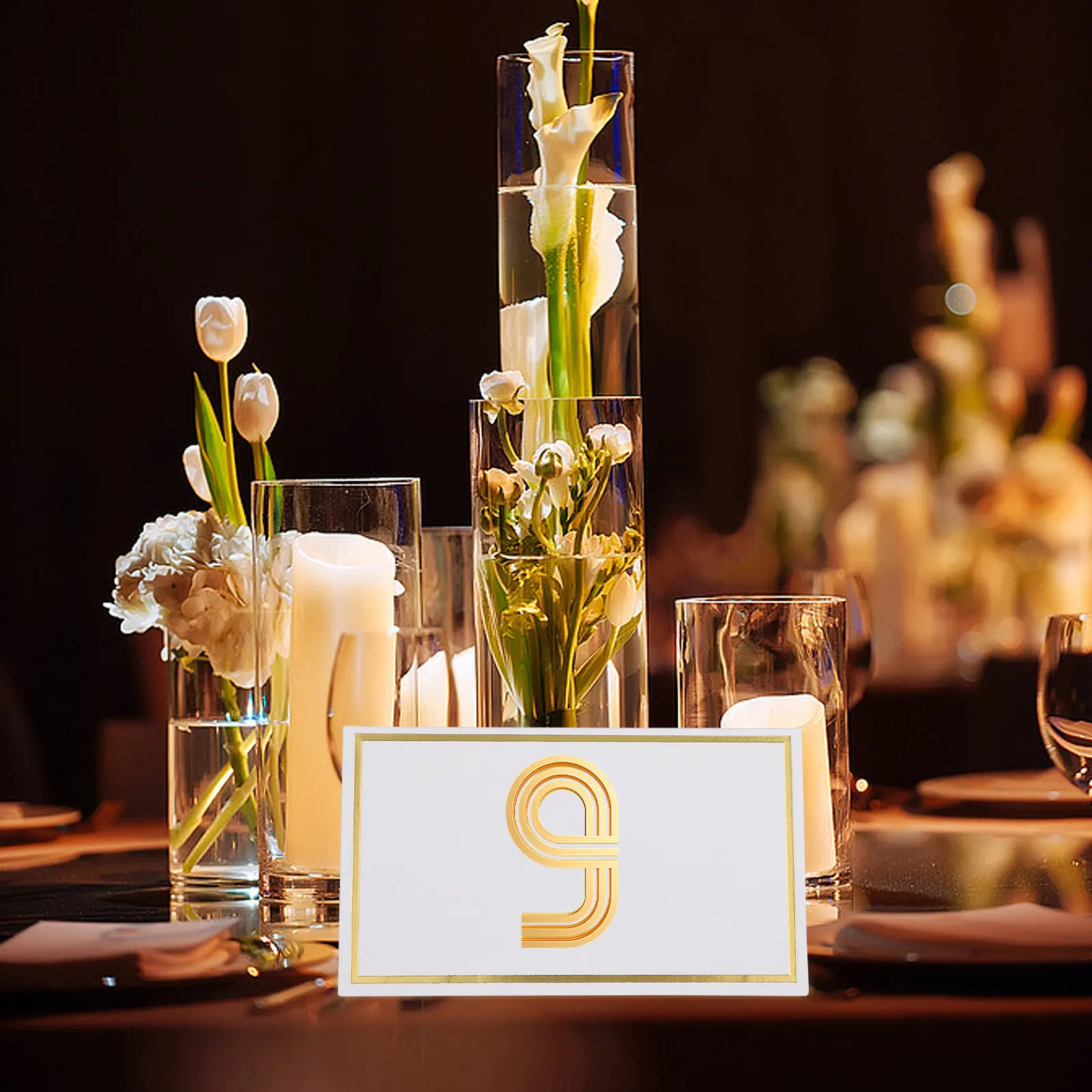100Pcs Multifunctional Foldable Place Cards Gold Foil Edge Blank Table Name Cards for Wedding Parties Banquets Decorative Tent