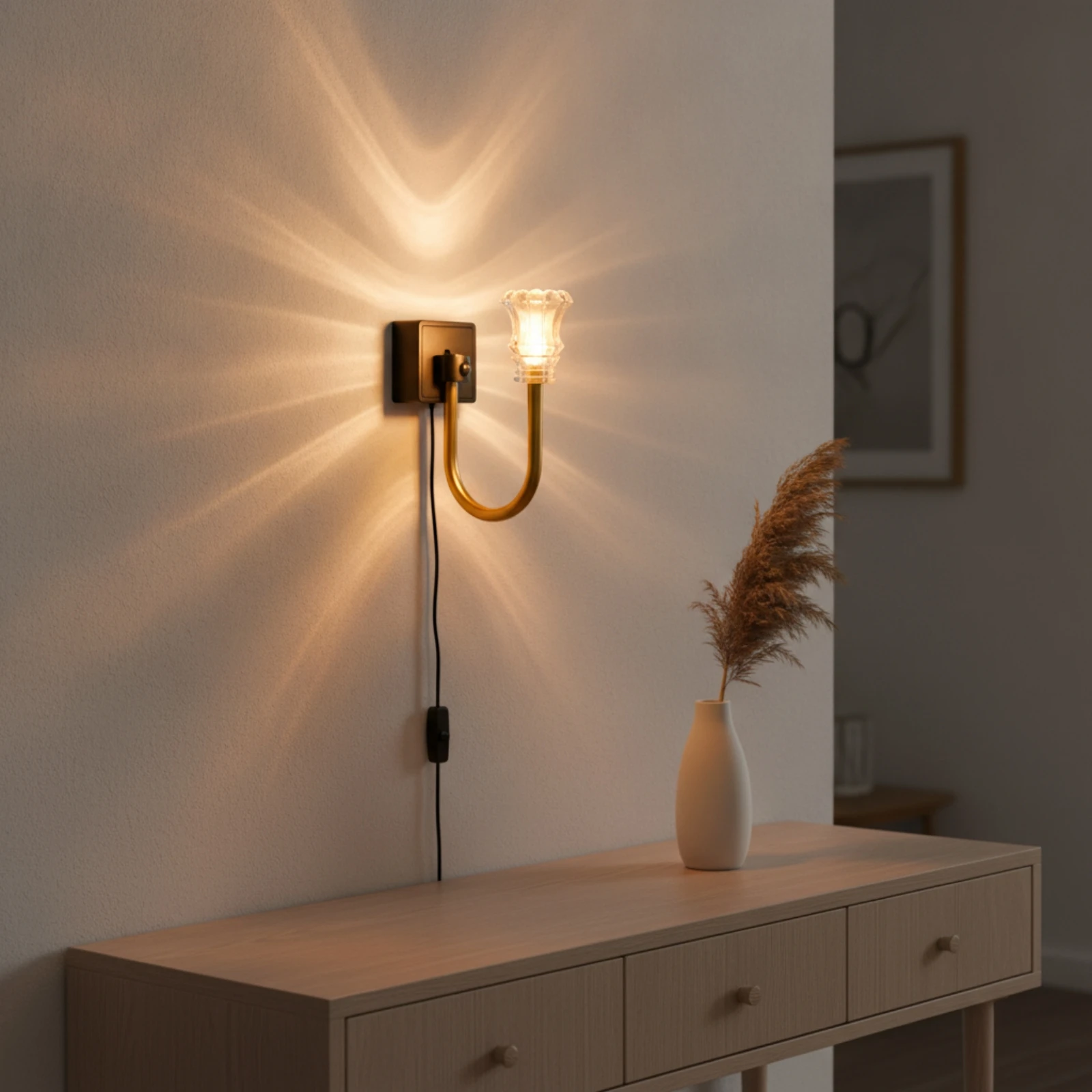 Night Light with USB Connection Compact Wall-Mounted Night Light Lamp Slim for Bedside, Hallway