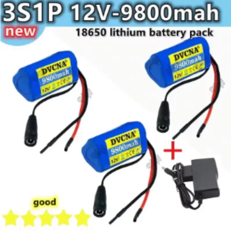 

100% original new 12V 9800mAh 3S1P 18650 lithium-ion battery pack solar audio outdoor battery+12.6V1A Charger