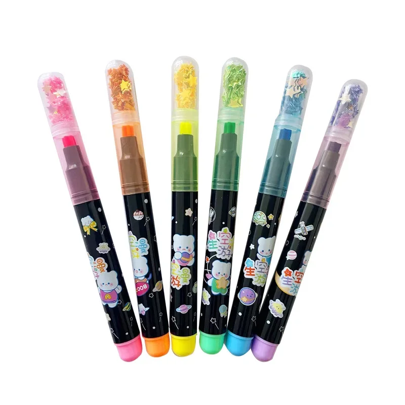 6 Colors/set Kawaii Star Highlighter Pen Candy Color Cute Stamper Pen Hand account Student gifts School Stationery Supplies