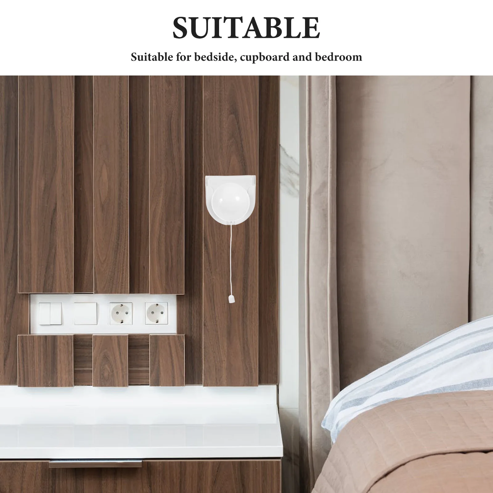 2 قطعة سحب الحبل اللاسلكي مصباح ليد مصباح الليل المحمولة لغرفة النوم السرير خزانة خزانة الطوارئ سحب سلسلة مقبس الإضاءة #3