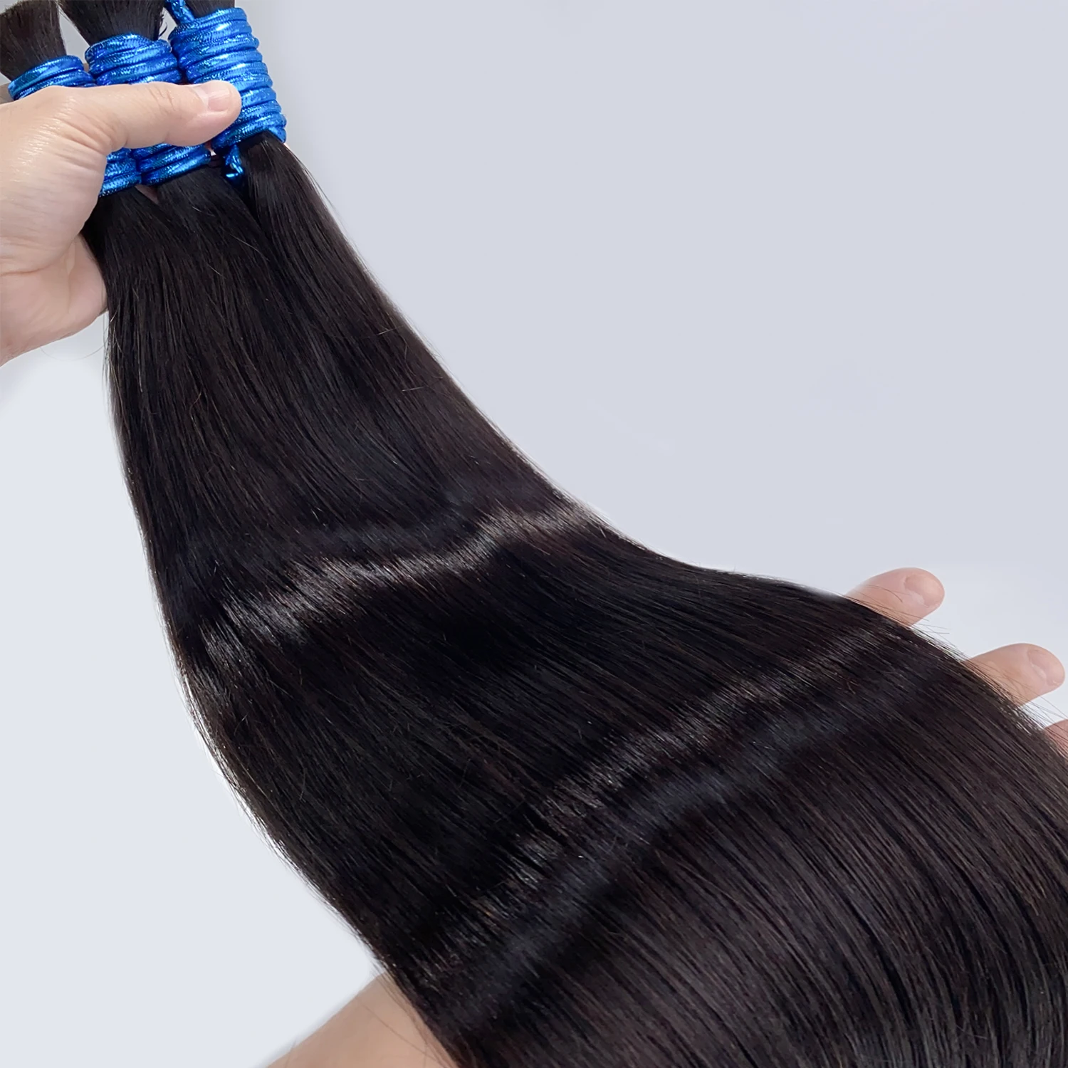 No Weft Vietnamese Natural Hair Virgin Remy Straight Hair Bulk Human Hair Bulk 18-30inch 100% Real Natural Hair Extension Black