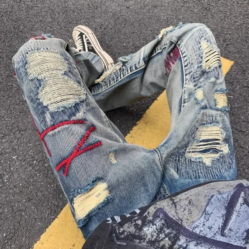 

With Pockets Jeans for Men Trousers Korean Style Washed Goth Retro Designer Classic Original Xs Harajuku New in Man Cowboy Pants
