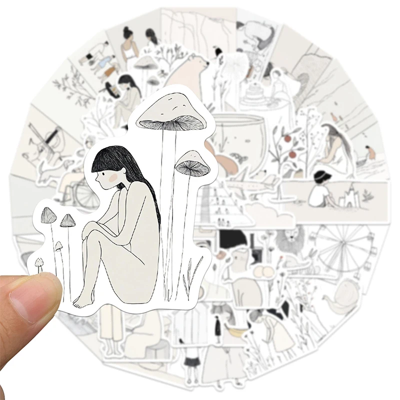 50PCS Ins Aesthetic Art Stickers DIY Fun Cool Basic Art Simple Graffiti Stickers Girl's Life Decoration Decal Scrapbooking Phone