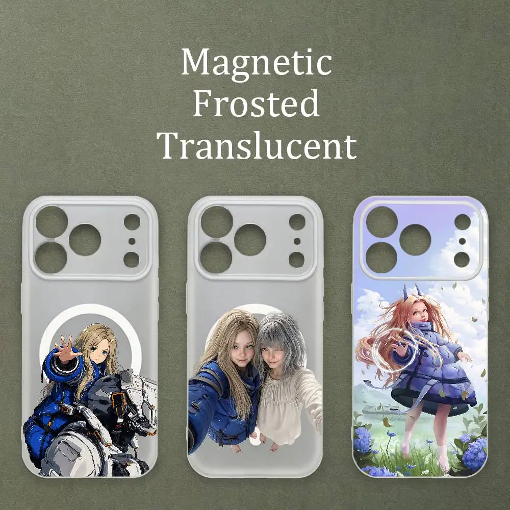

P-Pragmata D-Diana Matte Frosted Semi-transparent Magnetic TPU Case For iPhone 17 11 13 14 15 16 12 Pro Max