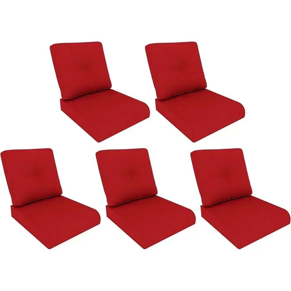 Weatherproof Outdoor Deep Seat Cushion Set, 22x24.8x4 Inches, Patio Furniture Seat & Back Cushions, Set of 5, Red