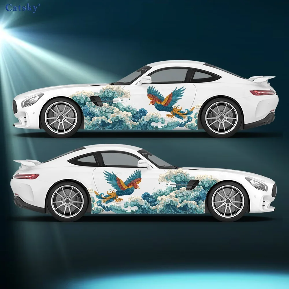 Flying Fiery Phoenix Car Vinyl Wraps Decal Self-adhesive PVC Sticker Suitable for Trucks SUV Decoration Auto Accessories Gift