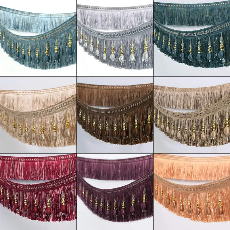 

3 Meter Curtain Sewing Tassel Fringe Trim Tassel Crystal Bead Lace DIY Curtain Accessory Beaded Lace Trim Crafts Upholstery