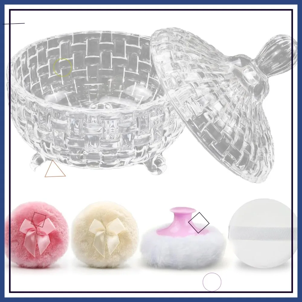 

5 Pcs Powder Puff Set with Crystal Case, Washable Reusable Velour Puffs for Wet Dry Makeup