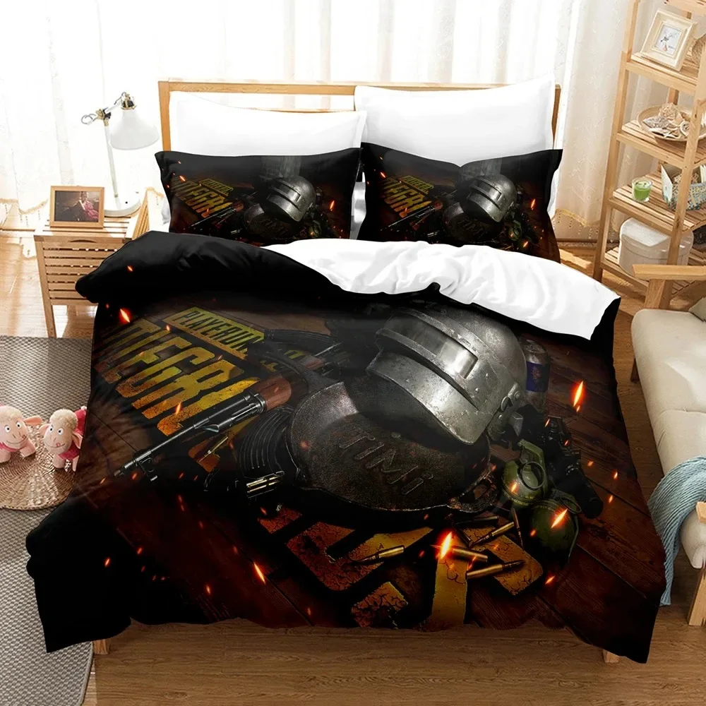 

3D Print Game Battlegrounds PUBG Bedding Set Boys Girls Twin Queen Size Duvet Cover Pillowcase Bed Kids Adult Home Textileextile