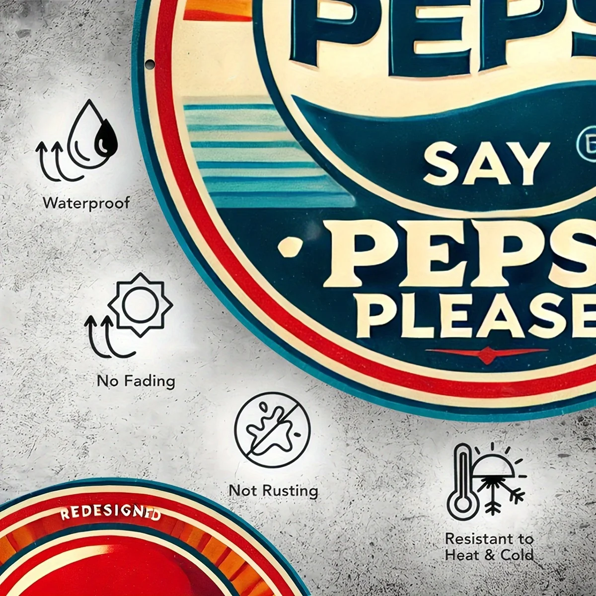 قطعة واحدة من لافتة فنية جدارية من الألومنيوم مقاس 8 × 8 بوصة من بيبسي بليز - مثالية لغرفة النوم والمطبخ وتناول الطعام وديكور البار |   تصميم متين وسهل التعليق