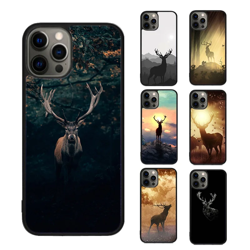 Reindeer Sunset Wild Animal Deer Phone Case For iPhone SE2020 15 16 14 13 12 11 Pro Max Coque 8 PLUS 7 mobile fundas cover