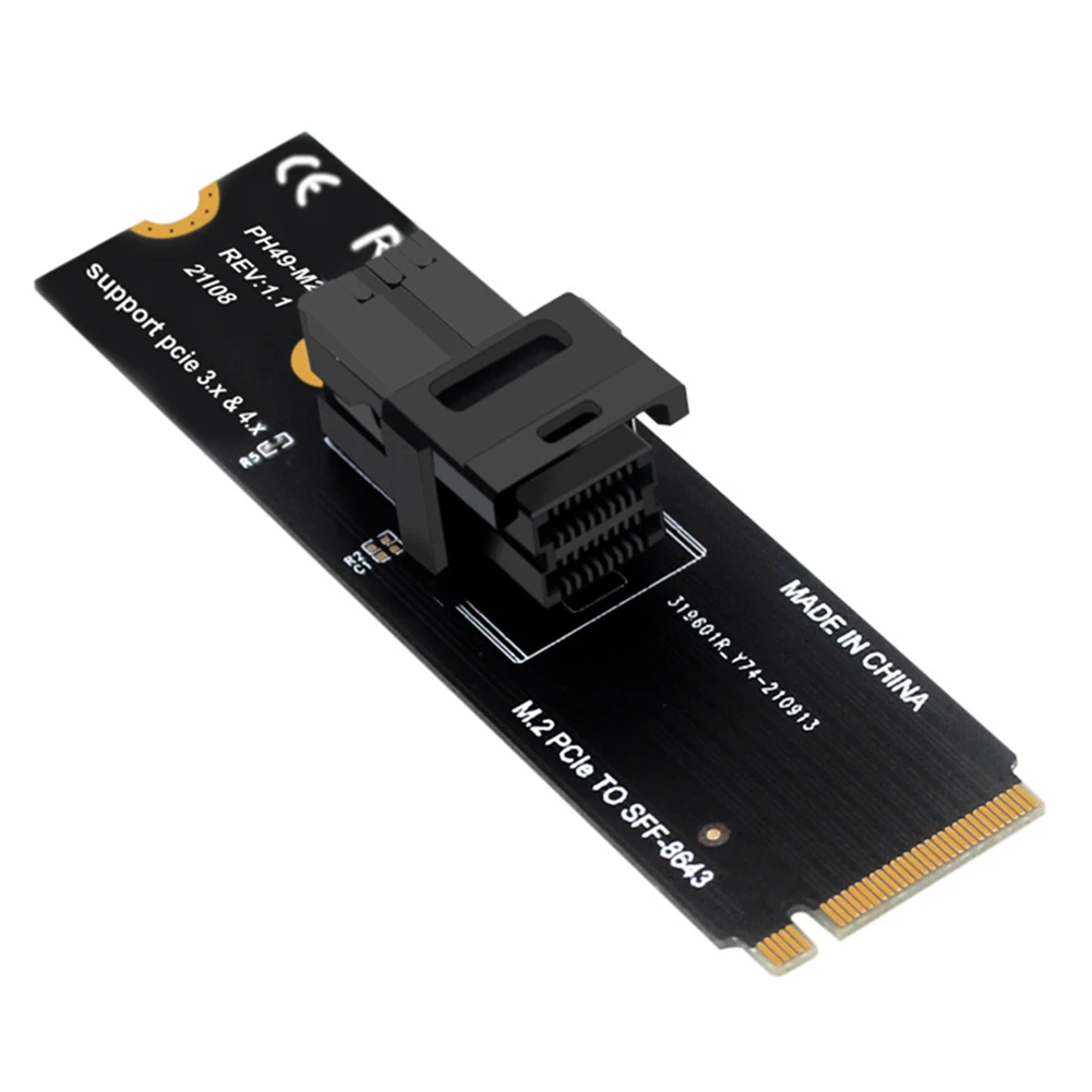 M.2 nvme para u.2 riser cartão mkey pciex4 para sff8643 adaptador de cartão riser 64gt/s acessórios de transmissão estável para computador desktop