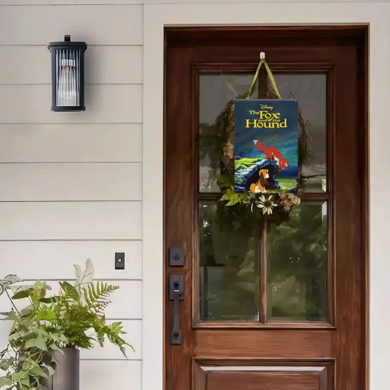 قطعة واحدة من "ديزني ثعلب وكلب الصيد" مقاس 20.32 × 30.48 سم معلقة على الحائط معدنية، مناسبة لغرف الألعاب العائلية والمدارس وما إلى ذلك، مملوءة