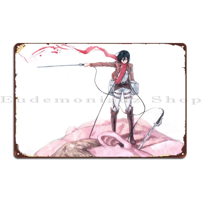 Mikasa Ackerman Metal Sign Poster Party Designs Design Pub Garage Decoration Funny Tin Sign Poster